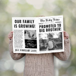 Newspaper Funny Big Brother Pregnancy Announcement<br><div class="desc">Make your big brother pregnancy announcement a funny and memorable event! Our newspaper "Promoted to big brother" card allows you to showcase photos and share the news in a unique way. With customizable templates, you can add your own personal touch to the announcement. Share the joy with family and friends...</div>