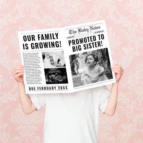 Newspaper Funny Big Sister Pregnancy Announcement