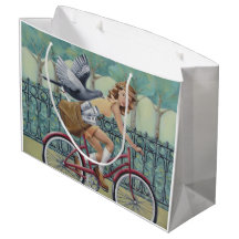 Newspaper Girl & Bicycle Gift Bag