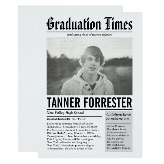 newspaper graduation announcement zazzle com newspaper graduation announcement template