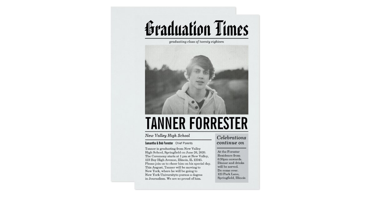 Newspaper Graduation Announcement