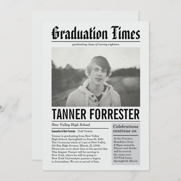 Newspaper Graduation Announcement Zazzle
