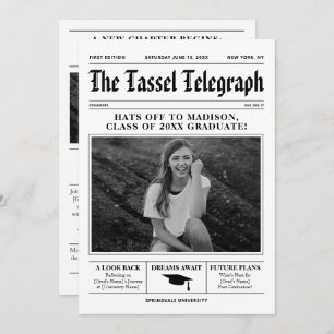 Newspaper Graduation Card Invitation Announcement
