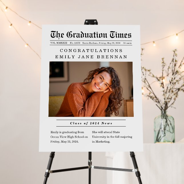 Newspaper Graduation Party Welcome Sign (In Situ (Stand))