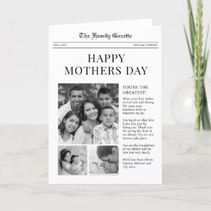 Newspaper Happy Mothers Day greeting card