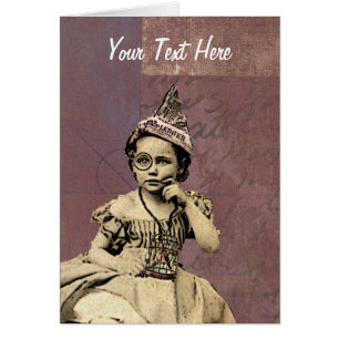 Newspaper Hat Gal 4, Add Your Own Text Cards