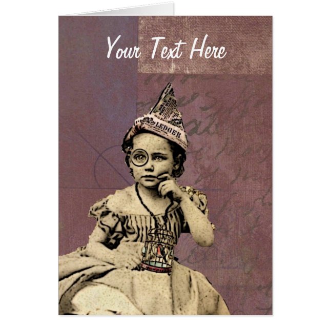 Newspaper Hat Gal 4, Add Your Own Text Cards (Front)