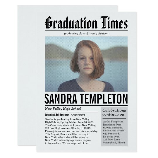 Newspaper in Color Graduation Announcement | Zazzle.com