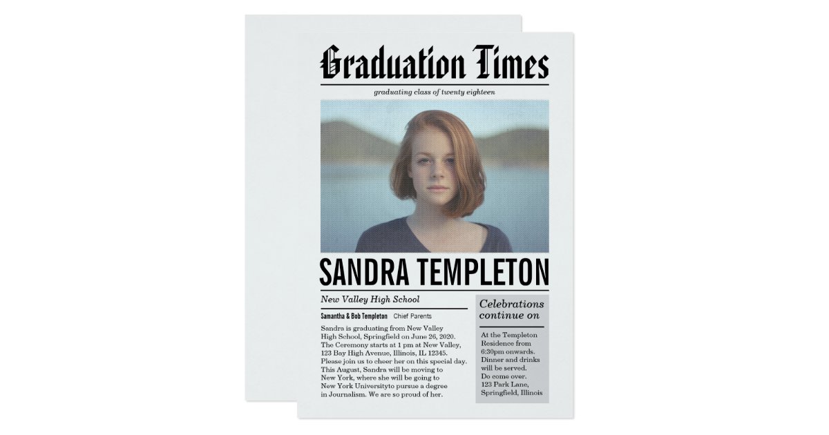 Newspaper in Color Graduation Announcement | Zazzle.com