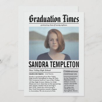 Newspaper In Color Graduation Announcement by mistyqe at Zazzle