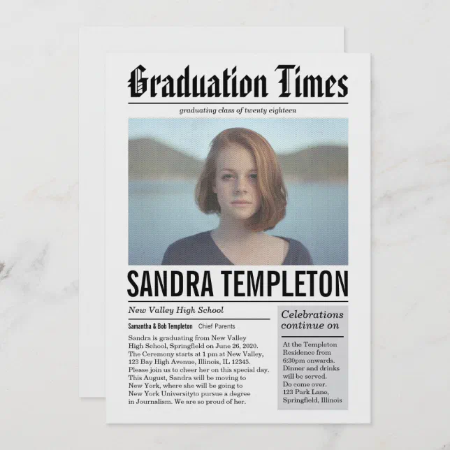 Newspaper in Color Graduation Announcement Zazzle