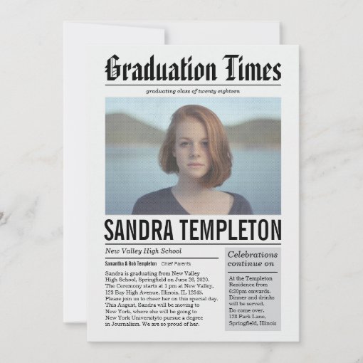 Newspaper in Color Graduation Announcement | Zazzle