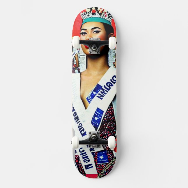 Newspaper Mache "Miss Solomon Islands" Skateboard (Front)
