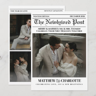 Newspaper Merry and Married Holiday Photo Card