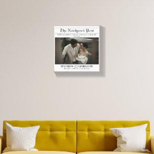 Newspaper Merry and Married Photo Canvas Photo Tile