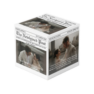 Newspaper Merry and Married Photo Cube