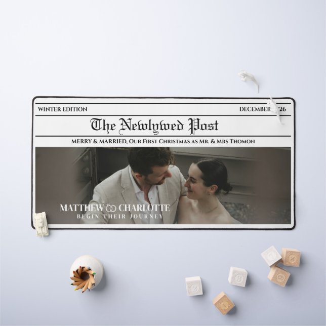 Newspaper Merry and Married Photo Desk Mat (Kids Table)