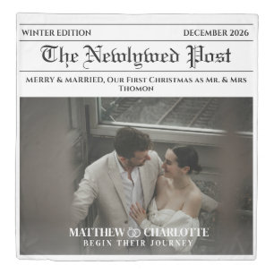 Newspaper Merry and Married Photo Duvet Cover