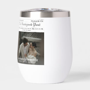 Newspaper Merry and Married Photo Thermal Wine Tumbler