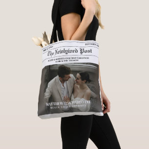 Newspaper Merry and Married Photo Tote Bag