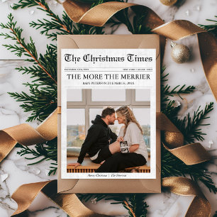 Newspaper More the Merrier Baby Christmas Holiday Card