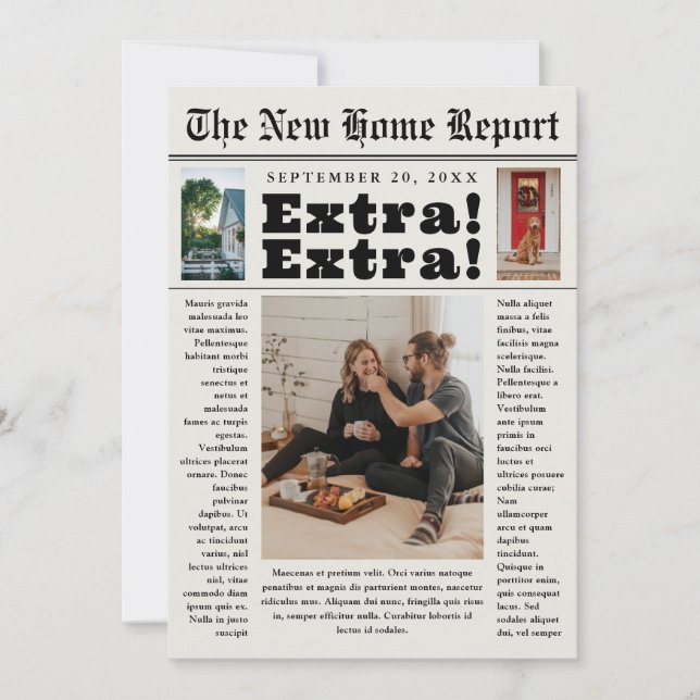 Newspaper New Home Photo Moving Announcement (Front)