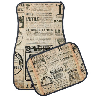 Newspaper page with advertisement - Vintage engrav Car Floor Mat
