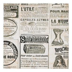 Newspaper page with advertisement - Vintage engrav Faux Canvas Print