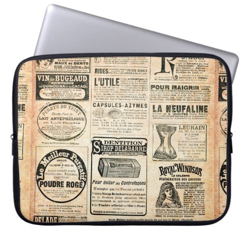 Newspaper page with advertisement _ Vintage engrav Laptop Sleeve
