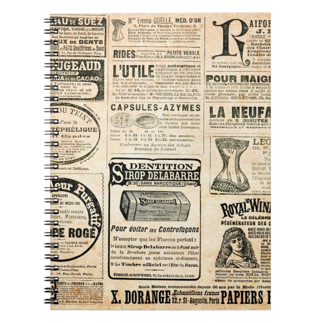 Newspaper page with advertisement - Vintage engrav Notebook (Front)