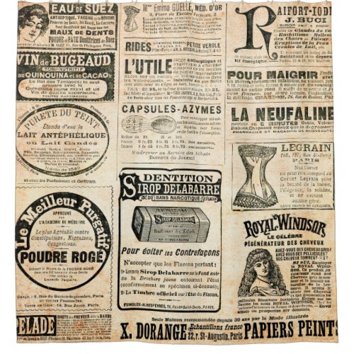 Newspaper page with advertisement _ Vintage engrav Shower Curtain