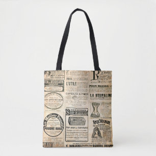 Newspaper page with advertisement - Vintage engrav Tote Bag