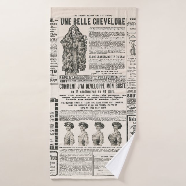 Newspaper page with antique advertisement bath towel (Bath Towel)