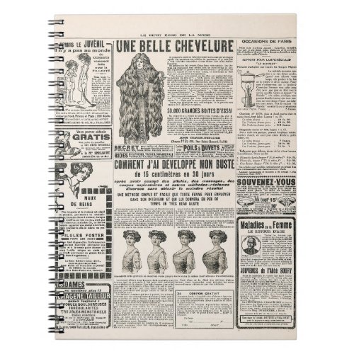 Newspaper page with antique advertisement notebook