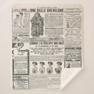 Newspaper page with antique advertisement sherpa blanket