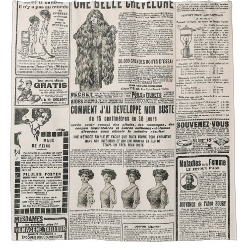 Newspaper page with antique advertisement shower curtain