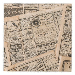 Newspaper pages with antique advertising. Vintage Faux Canvas Print