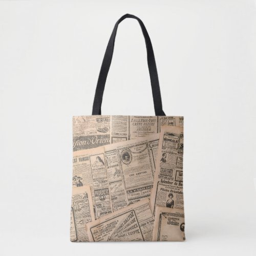 Newspaper pages with antique advertising Vintage  Tote Bag