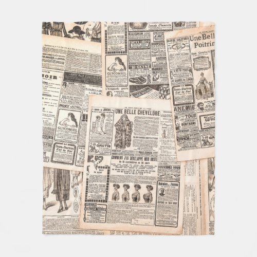 Newspaper pages with antique advertising Womans  Fleece Blanket
