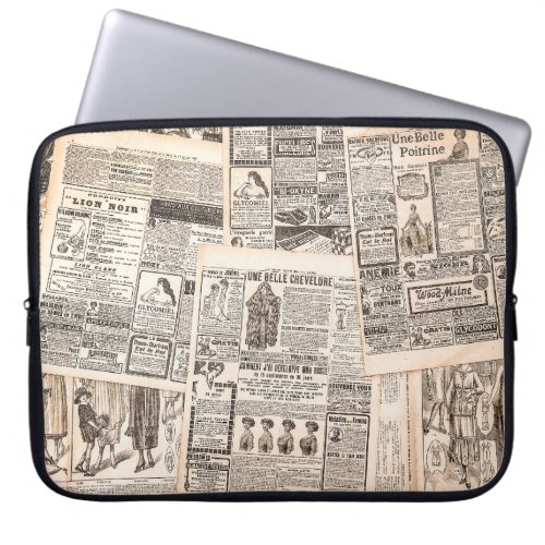 Newspaper pages with antique advertising Womans  Laptop Sleeve