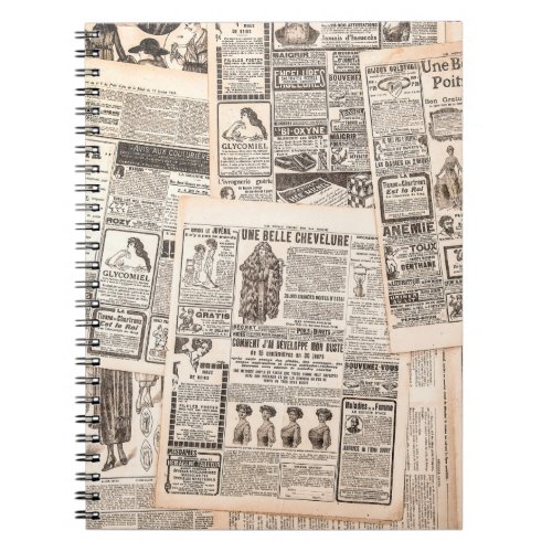 Newspaper pages with antique advertising Womans  Notebook