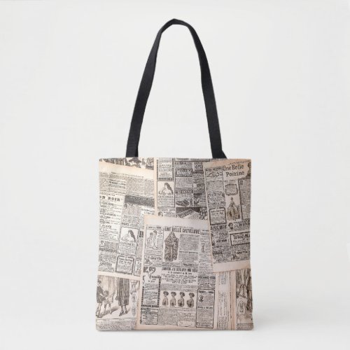 Newspaper pages with antique advertising Womans  Tote Bag