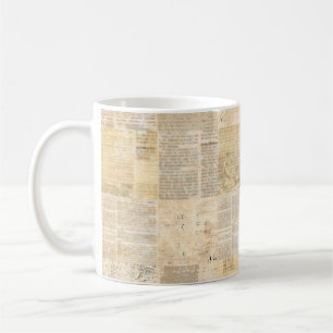 Newspaper paper grunge aged newsprint pattern back coffee mug