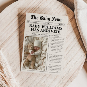 Newspaper Photo Birth Announcement Card