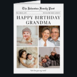 Newspaper Photo Collage Grandma Birthday Card<br><div class="desc">This charming Newspaper-Style birthday card brings a fun, nostalgic twist to their special day. Ideal for Grandparents or any recipient, simply customize the name of your choosing! All text and images are fully customizable and easy for you to edit. Designed to resemble a vintage newspaper, it features personalized headlines and...</div>