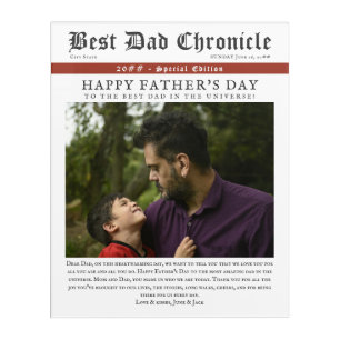 Newspaper Photo Fathers Mothers Day Birthday Gift Acrylic Print