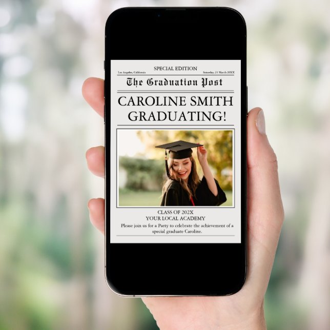 Newspaper Photo Graduation  Invitation (Front Digital)