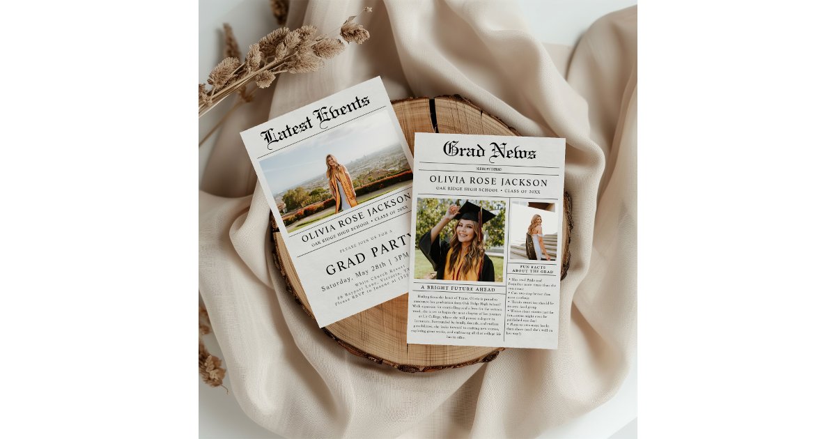 Newspaper Photo Graduation Party Invitation