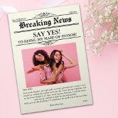 Newspaper Bridesmaid Proposal Card