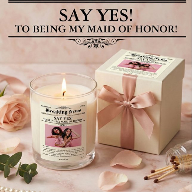 Newspaper Photo Maid of Honor or Bridesmaid Scented Candle (Newspaper Photo Maid of Honor or Bridesmaid Scented Candle, future wedding plans)